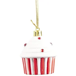 Décoration de Noël cupcake à suspendre rouge et blanc H.6 cm-Gifi Hot