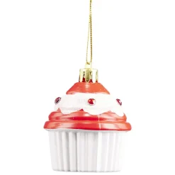 Décoration de Noël cupcake à suspendre rouge et blanc H.6 cm-Gifi Hot