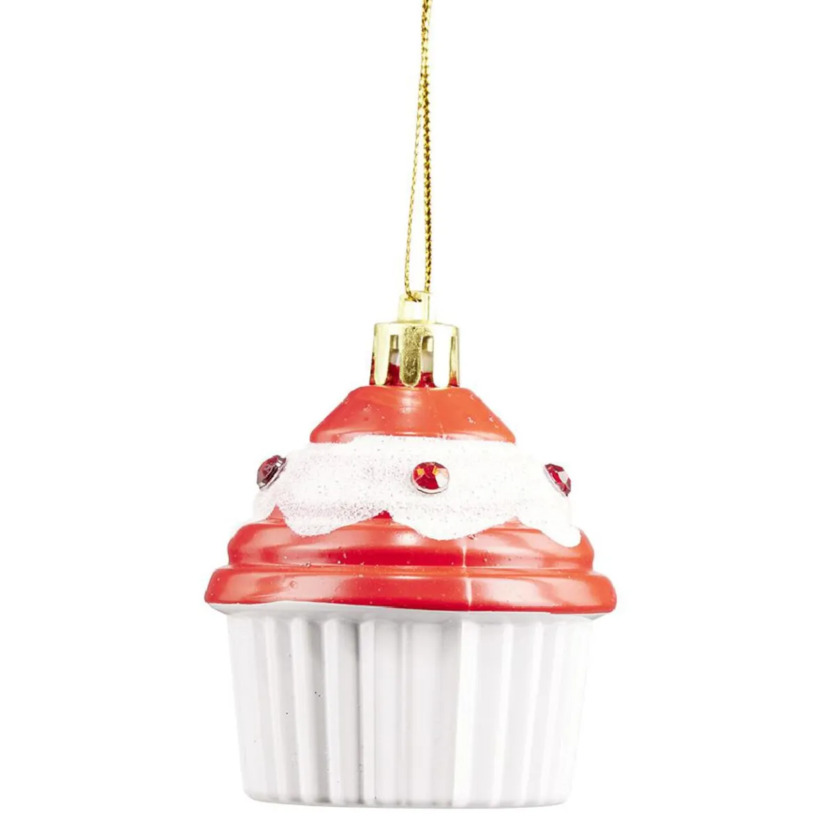 Décoration de Noël cupcake à suspendre rouge et blanc H.6 cm-Gifi Hot
