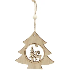 Décoration de Noël en bois à suspendre L12X12 cm-Gifi