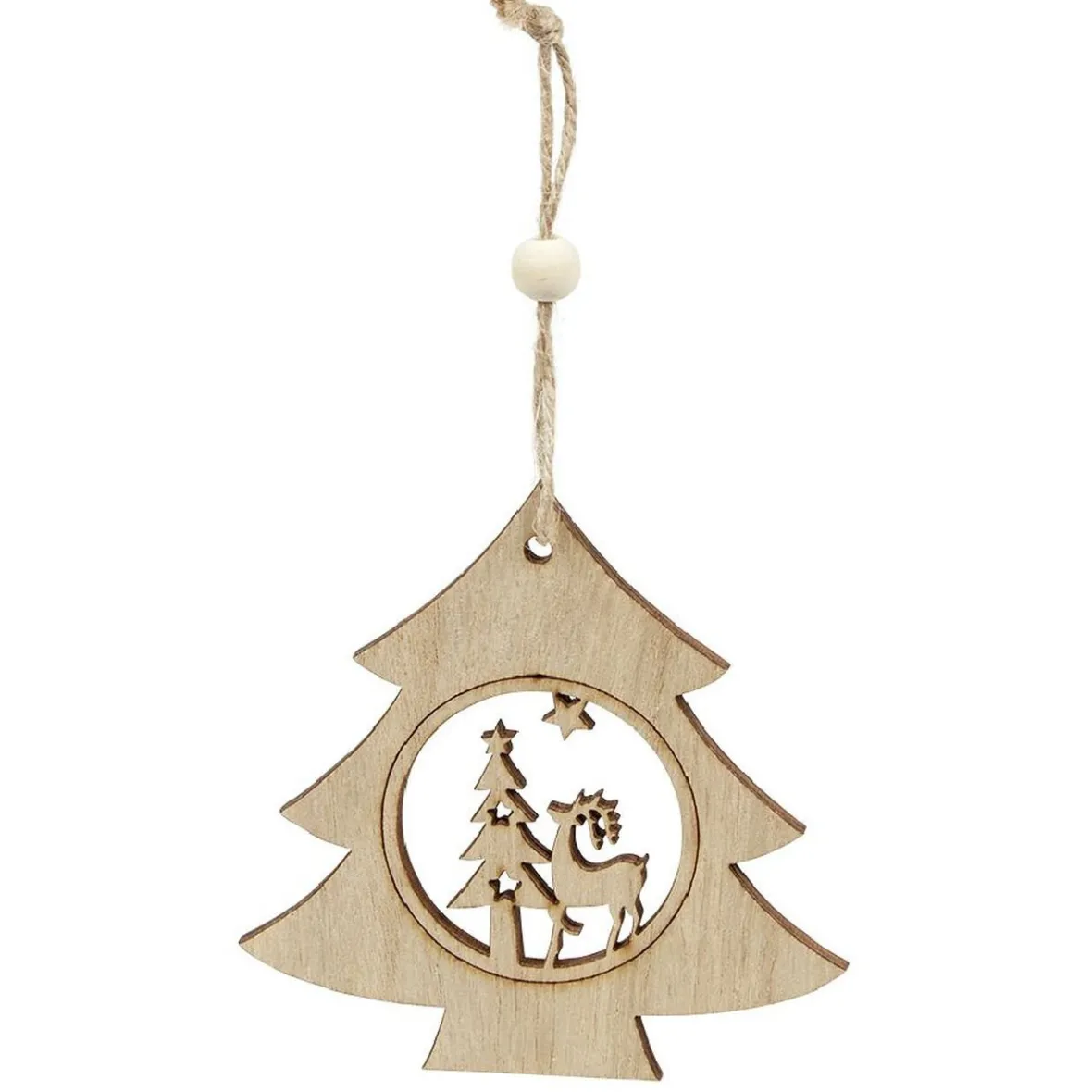 Décoration de Noël en bois à suspendre L12X12 cm-Gifi