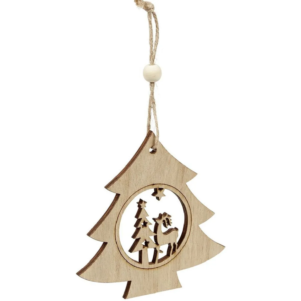 Décoration de Noël en bois à suspendre L12X12 cm-Gifi