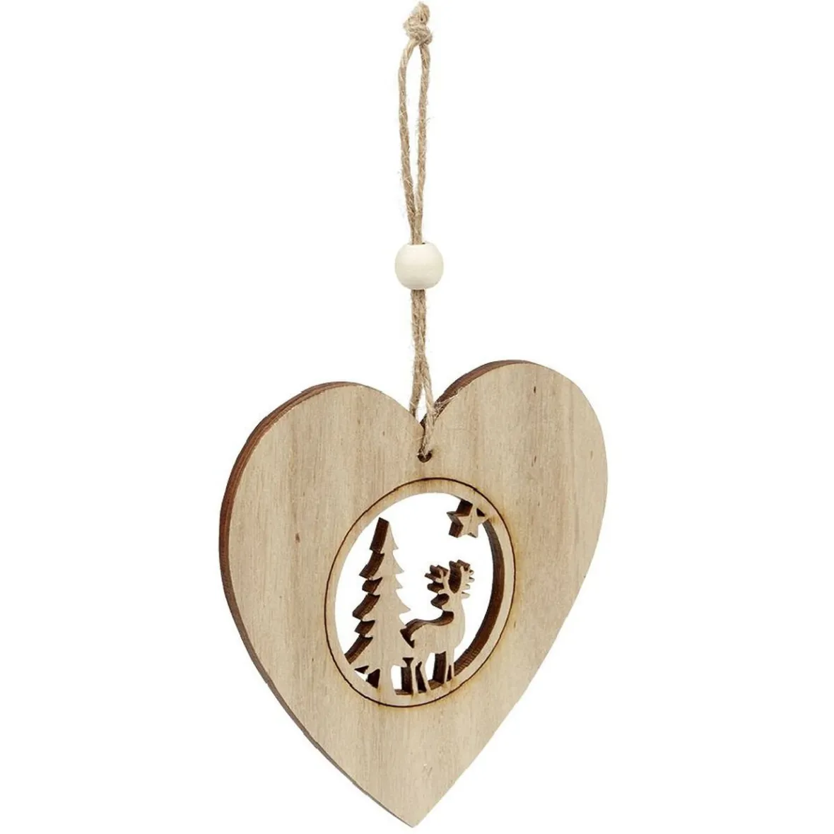 Décoration de Noël en bois à suspendre L12X12 cm-Gifi