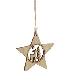 Décoration de Noël en bois à suspendre L12X12 cm-Gifi