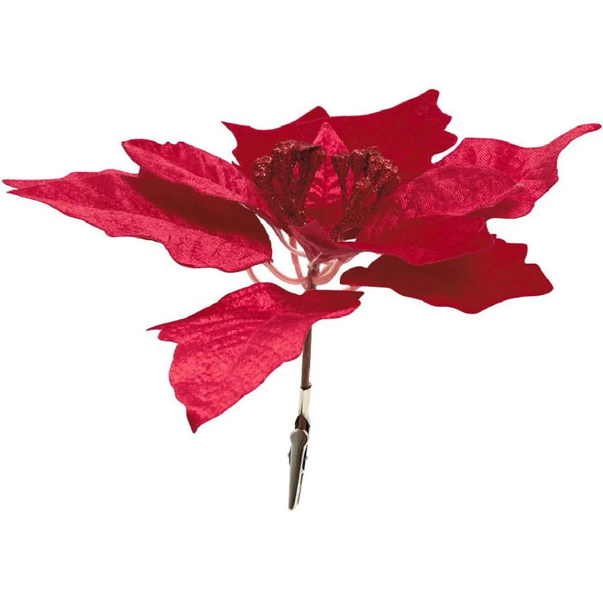 Décoration de Noël fleur rouge à clip-Gifi New