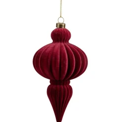 Décoration de Noël goutte à suspendre velours rouge H.16 cm-Gifi Best