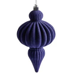 Décoration de Noël goutte à suspendre velours bleu H.16 cm-Gifi