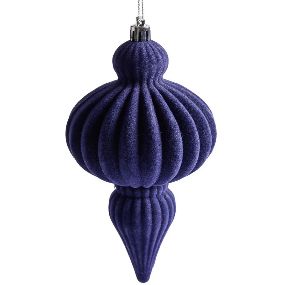 Décoration de Noël goutte à suspendre velours bleu H.16 cm-Gifi