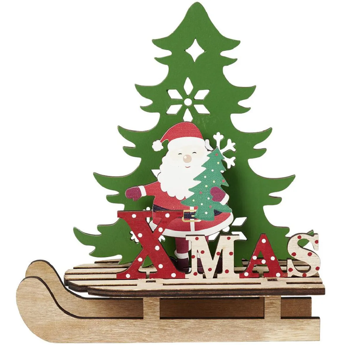 Décoration de Noël luge en bois à poser-Gifi Discount