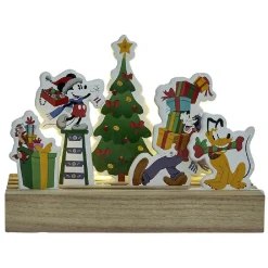 Décoration de Noël lumineuse à poser Disney sur socle bois Mickey et ses amis-Gifi Discount