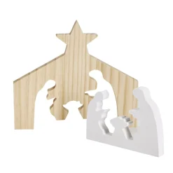Décoration de Noël nativité en bois 2 parties H19,5cm-Gifi Hot