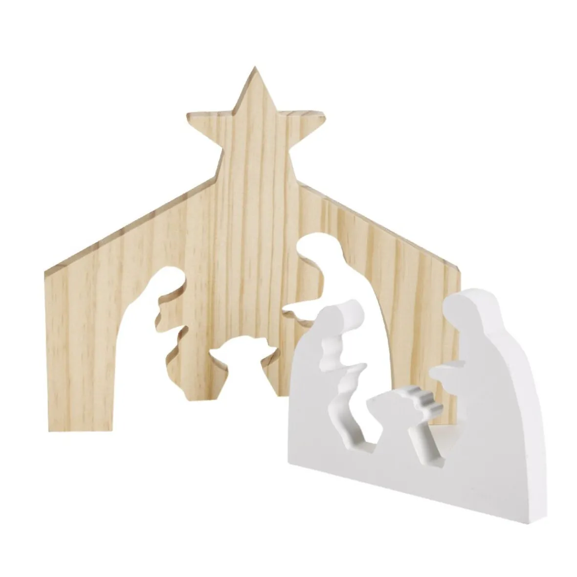 Décoration de Noël nativité en bois 2 parties H19,5cm-Gifi Hot