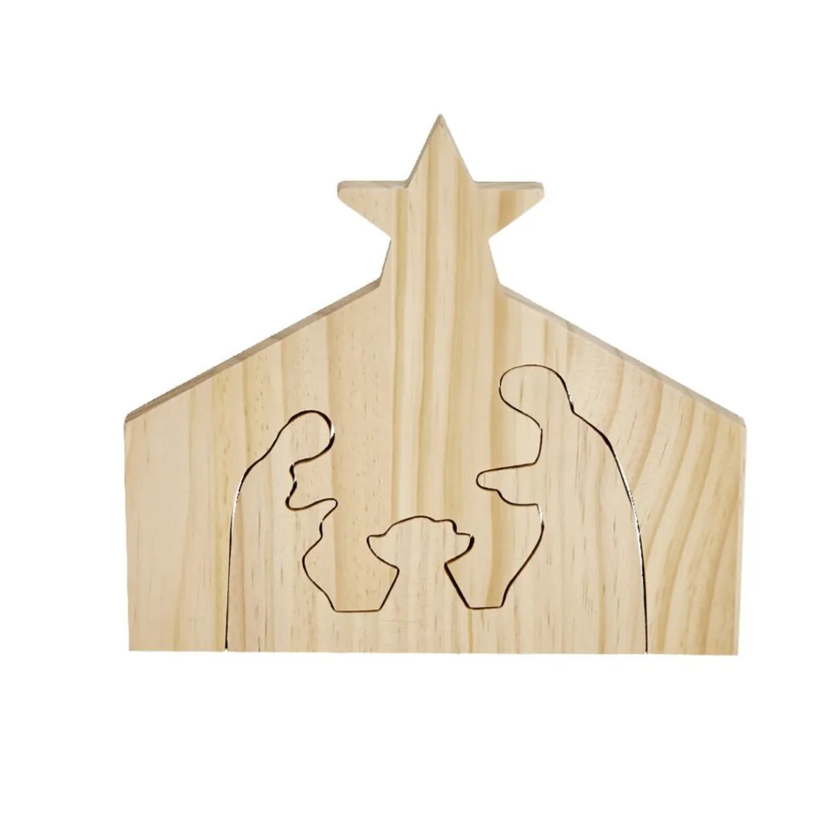Décoration de Noël nativité en bois 2 parties H19,5cm-Gifi Hot