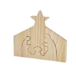 Décoration de Noël nativité en bois 2 parties H19,5cm-Gifi Hot