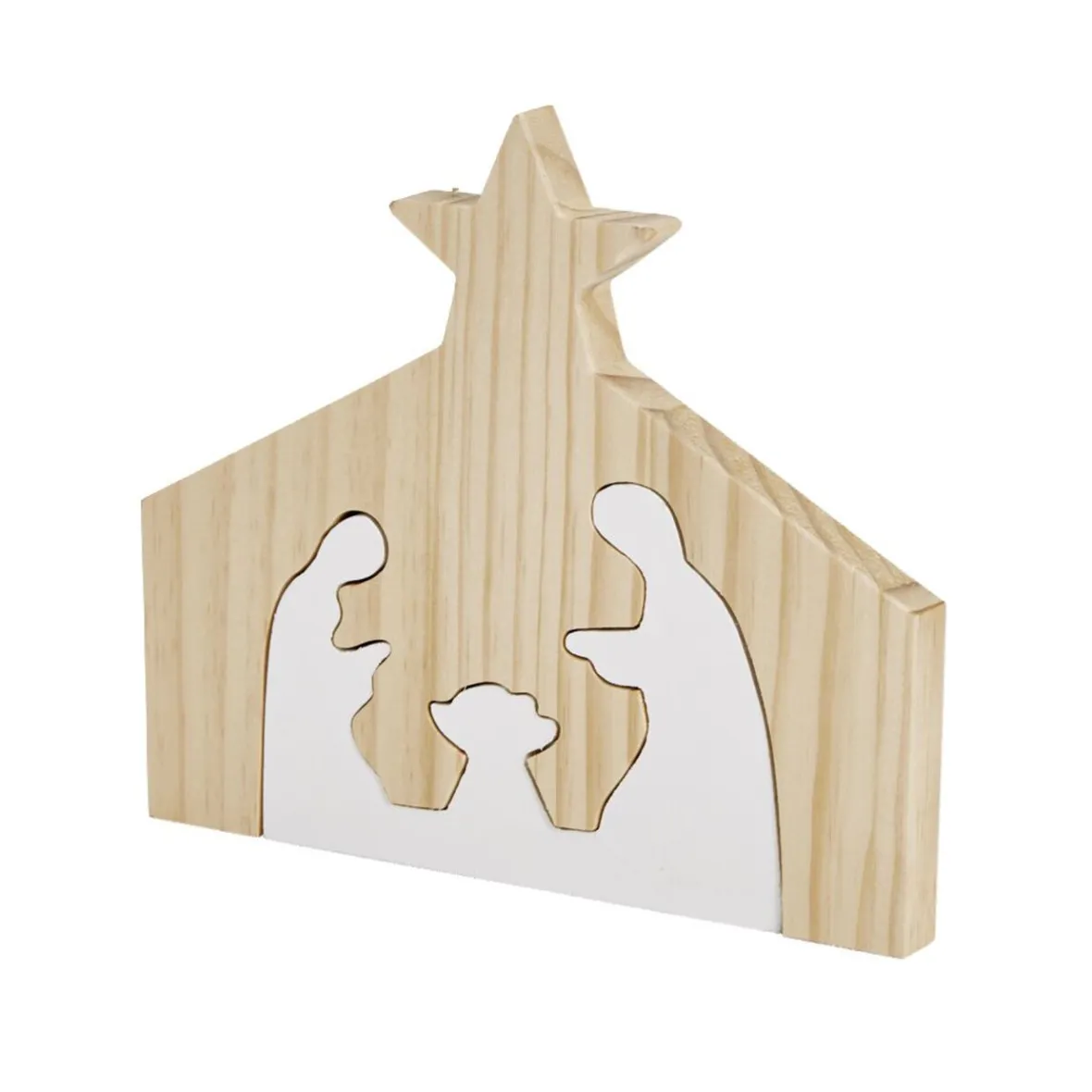Décoration de Noël nativité en bois 2 parties H19,5cm-Gifi Hot