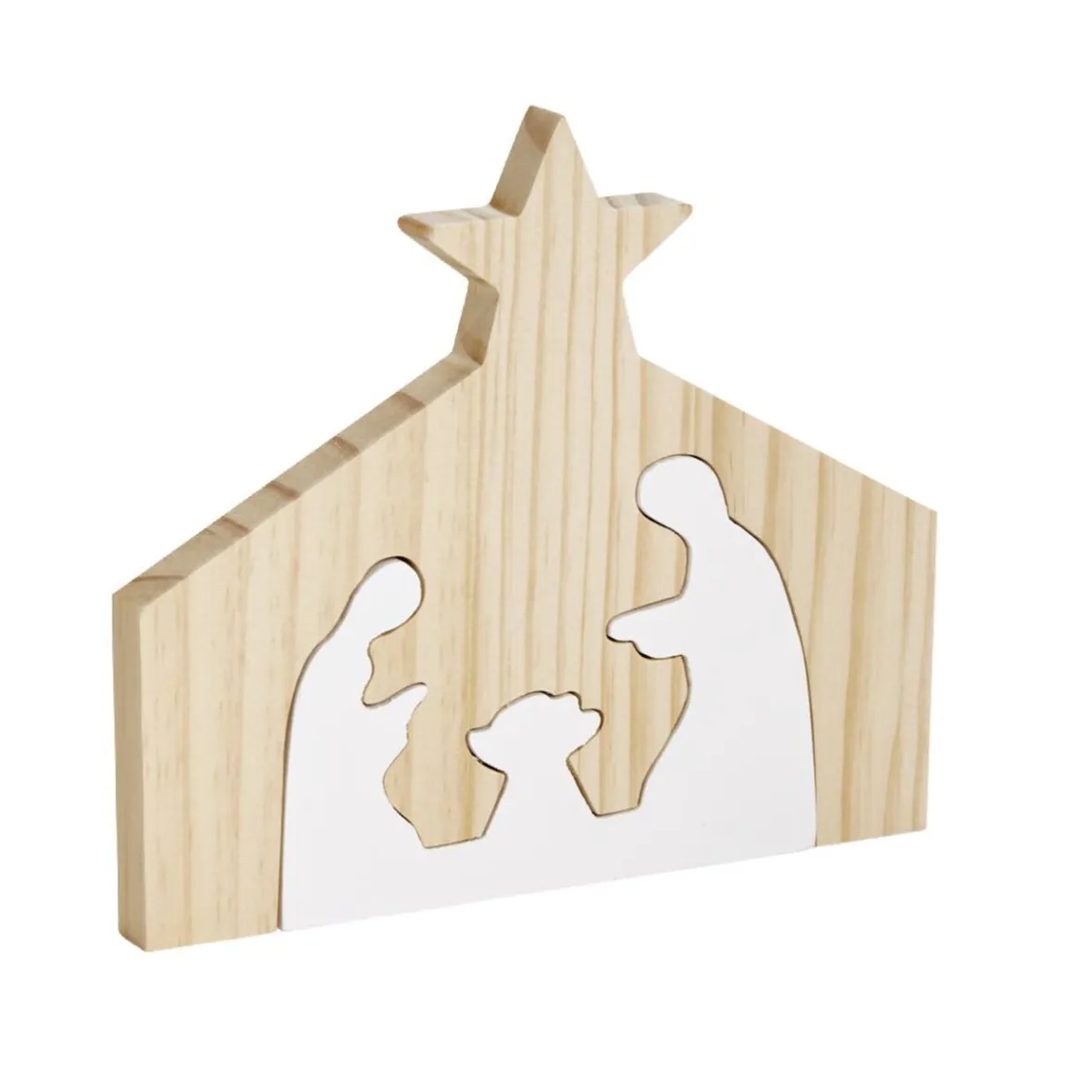 Décoration de Noël nativité en bois 2 parties H19,5cm-Gifi Hot