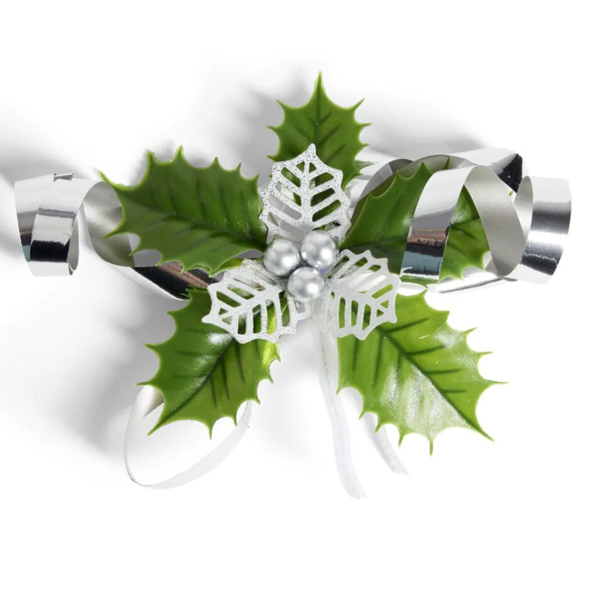 Décoration de Noël noeud et houx H20,5 cm - 3 coloris-Gifi