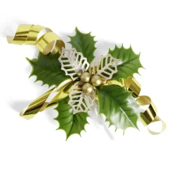 Décoration de Noël noeud et houx H20,5 cm - 3 coloris-Gifi