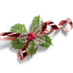 Décoration de Noël noeud et houx H20,5 cm - 3 coloris-Gifi