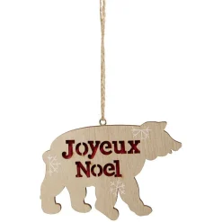 Décoration de Noël ours en bois à suspendre H.7 cm-Gifi Discount