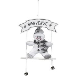 Décoration de Noël pour porte, gris et blanc-Gifi