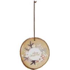 Décoration de Noël ronde en bois à suspendre-Gifi New