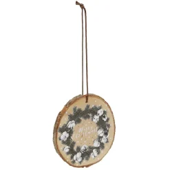 Décoration de Noël ronde en bois à suspendre-Gifi New
