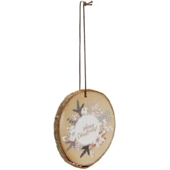 Décoration de Noël ronde en bois à suspendre-Gifi New