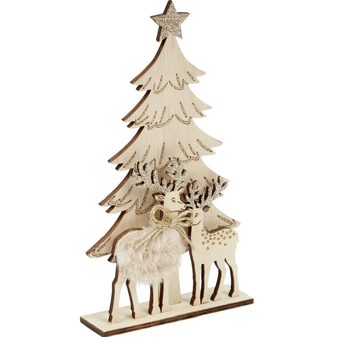 Décoration de Noël sapin et renne en bois à poser-Gifi Hot