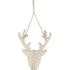 Décoration de Noël tête de renne en bois à suspendre-Gifi Hot