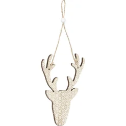 Décoration de Noël tête de renne en bois à suspendre-Gifi Hot