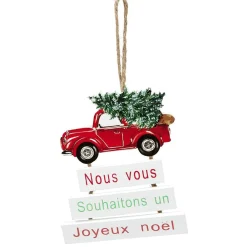 Décoration de Noël voiture en bois à suspendre-Gifi Best