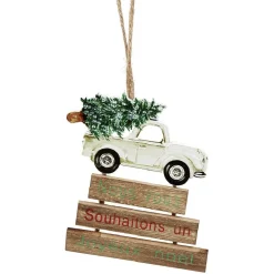 Décoration de Noël voiture en bois à suspendre-Gifi Best