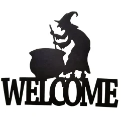 Décoration de porte Happy Halloween Welcome suspension feutrine x2-Gifi Online
