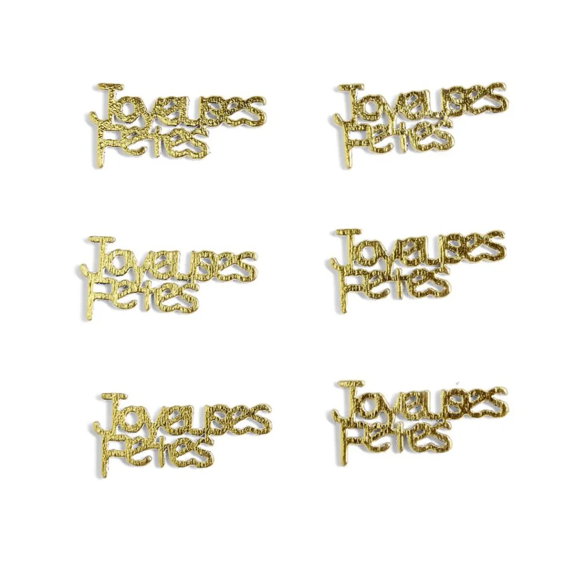 Décoration de table Noël x6 en bois forme "Joyeuses Fêtes" dorée 8x11cm-Gifi Best