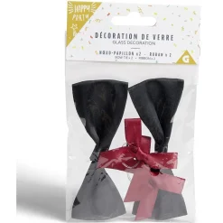 Décoration de verre noeud papillon et ruban x2-Gifi Outlet