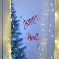 Décoration fenêtre électrostatique Joyeux Noël rouge et blanc L36xH11cm-Gifi Sale