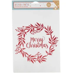 Décoration fenêtre Noël électrostatique guirlande couronne Merry Christmas rouge ou doré-Gifi Best