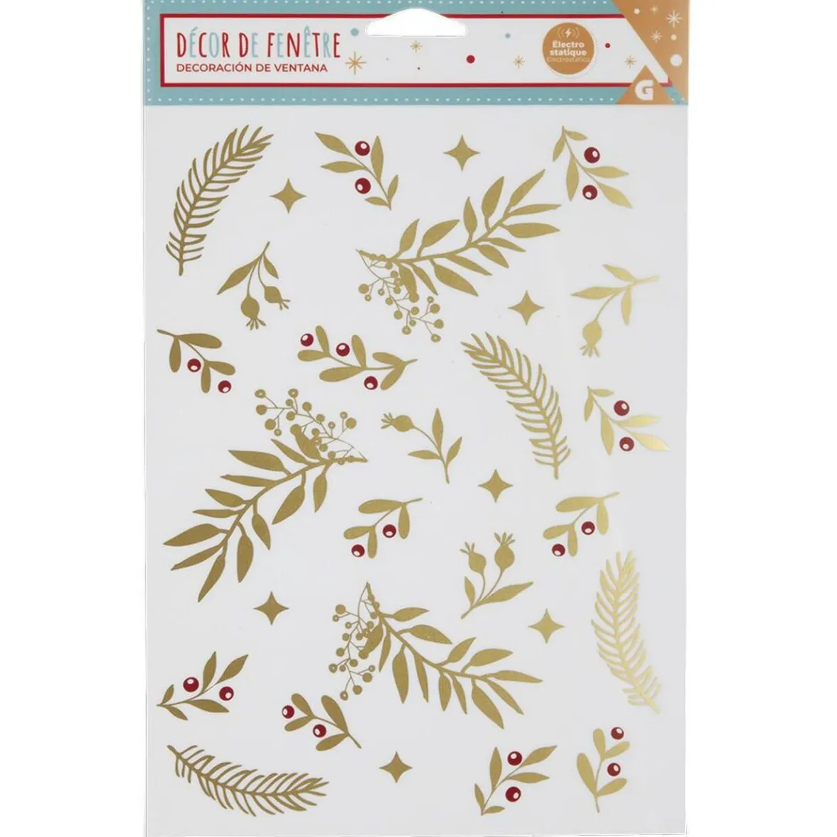 Décoration fenêtre Noël électrostatique feuille doré-Gifi Best