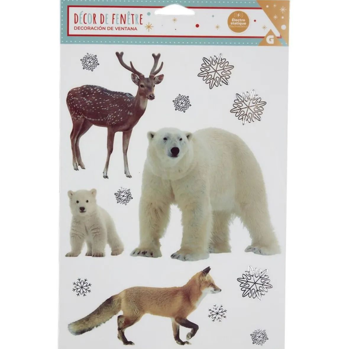 Décoration fenêtre Noël électrostatique animaux d'hiver-Gifi Hot