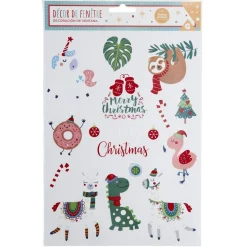 Décoration fenêtre Noël électrostatique Merry Christmas animaux fun-Gifi Hot