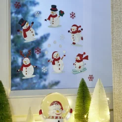 Décoration fenêtre Noël électrostatique bonhomme de neige ou pain d'épices-Gifi