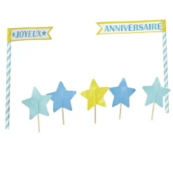 Décoration gâteau Joyeux anniversaire et étoiles-Gifi New