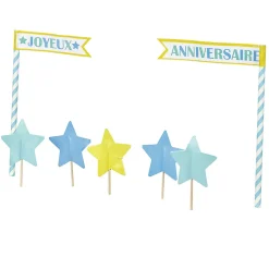 Décoration gâteau Joyeux anniversaire et étoiles-Gifi New