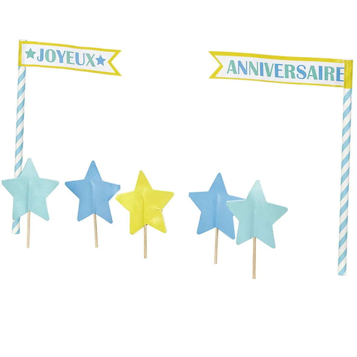 Décoration gâteau Joyeux anniversaire et étoiles-Gifi New