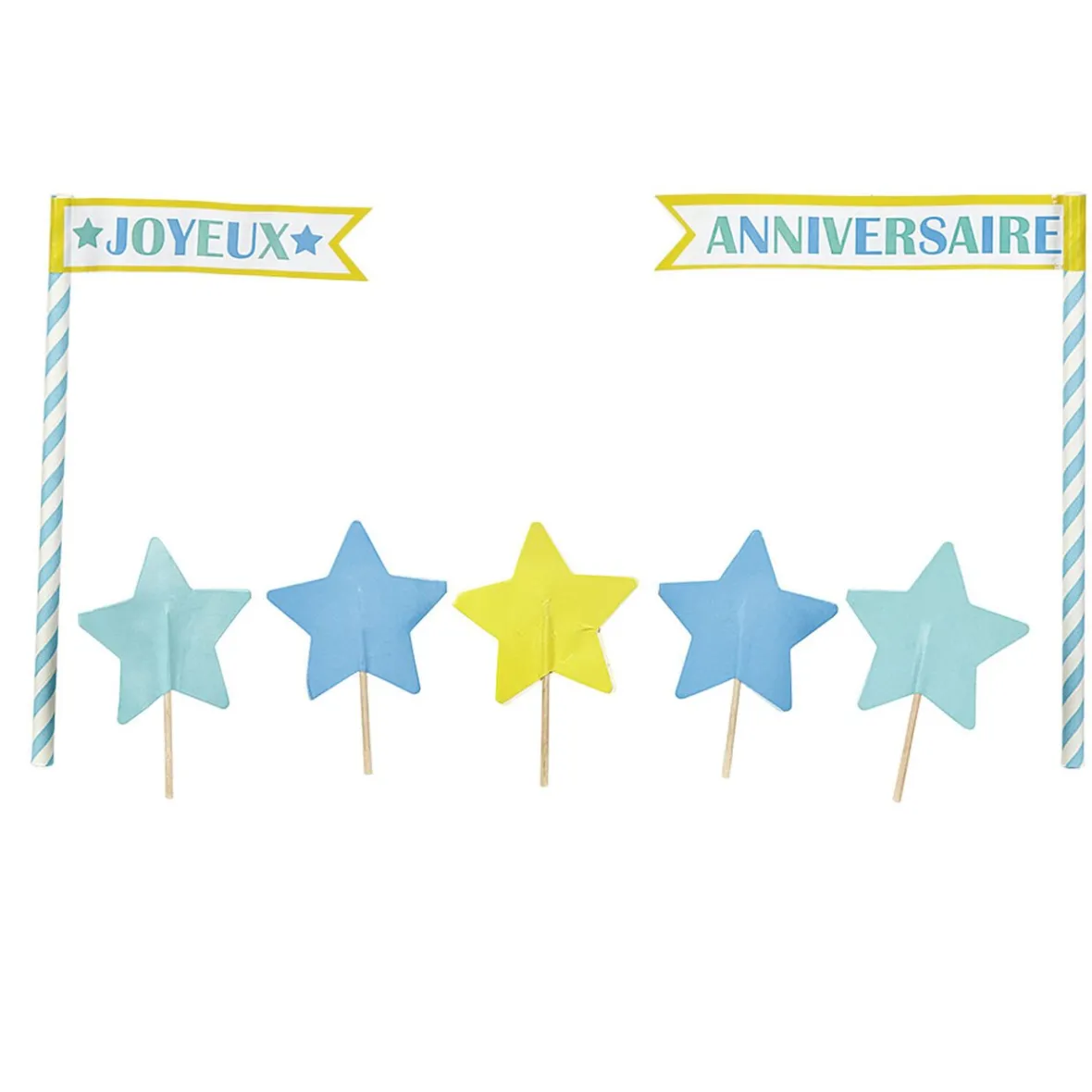 Décoration gâteau Joyeux anniversaire et étoiles-Gifi New