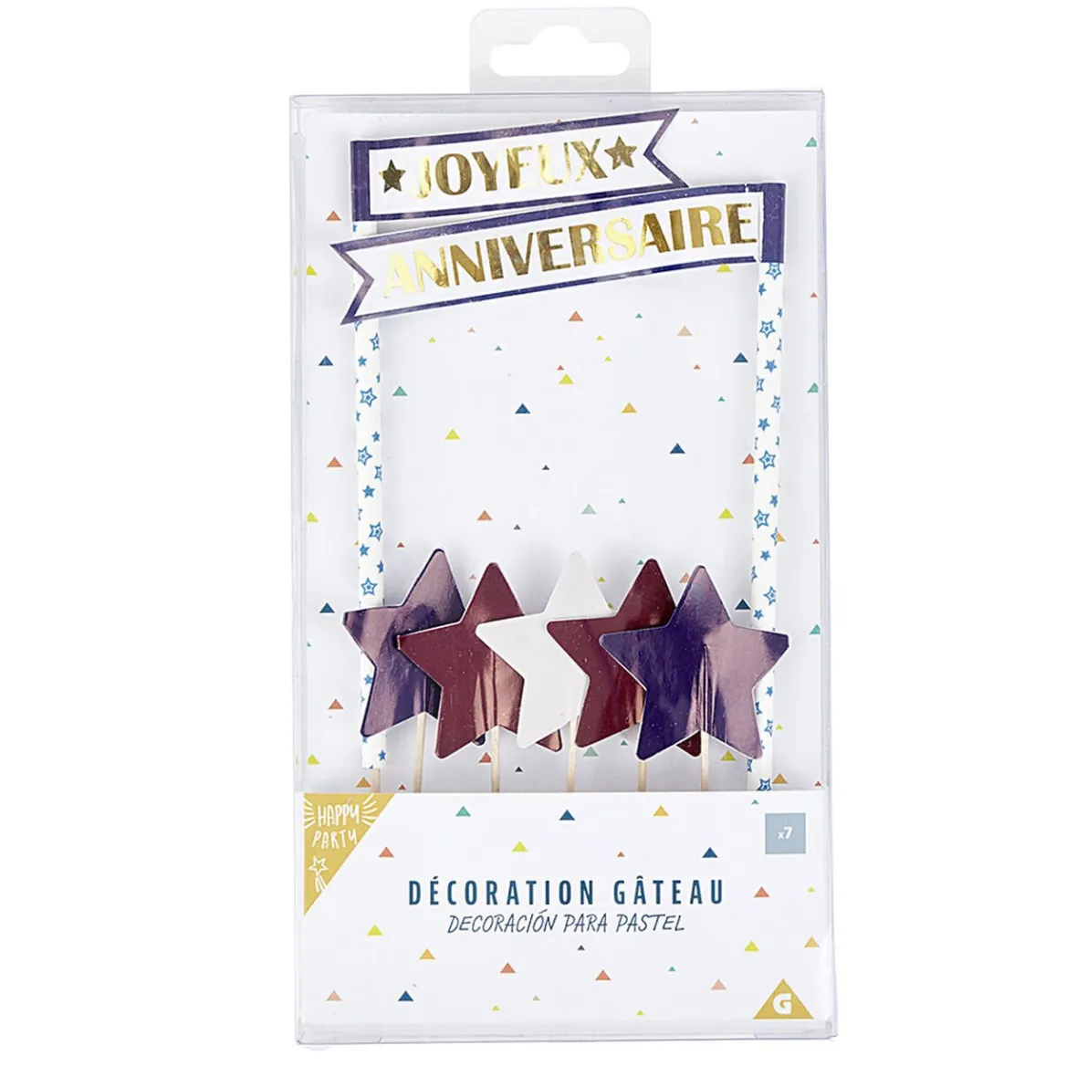 Décoration gâteau Joyeux anniversaire et étoiles-Gifi New
