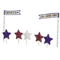 Décoration gâteau Joyeux anniversaire et étoiles-Gifi New