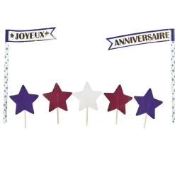 Décoration gâteau Joyeux anniversaire et étoiles-Gifi New