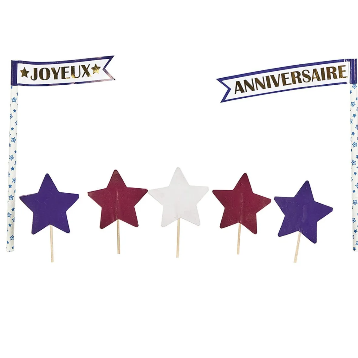 Décoration gâteau Joyeux anniversaire et étoiles-Gifi New